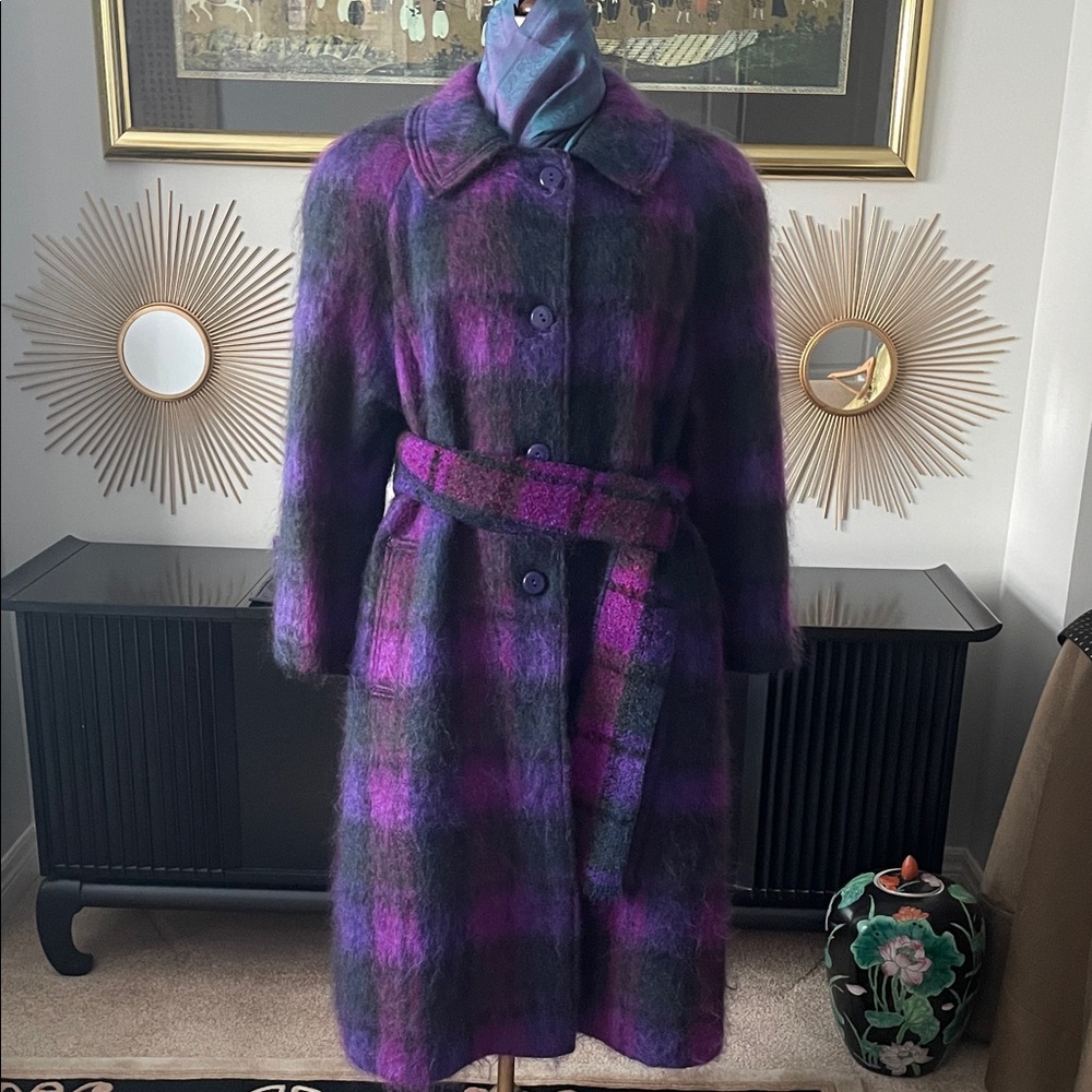 Vintage Tartan Mohair Winter Coat